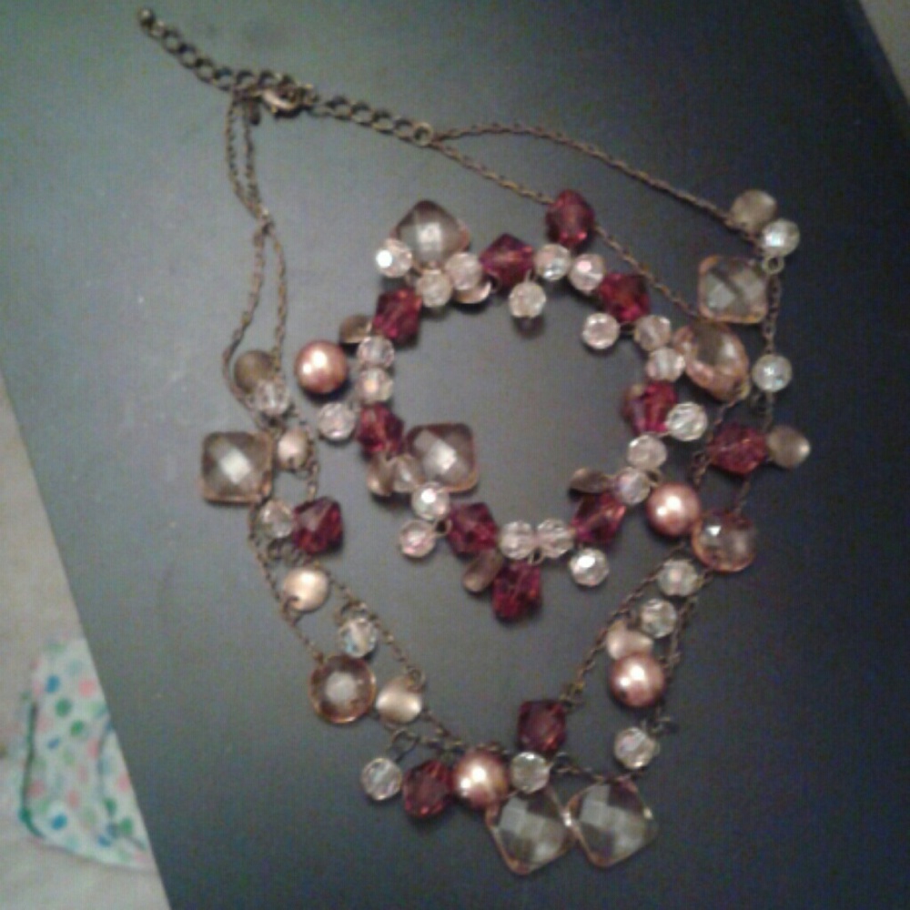 SALE! Vintage Premier Design beaded colors brown to tan necklace/ bracelet Set